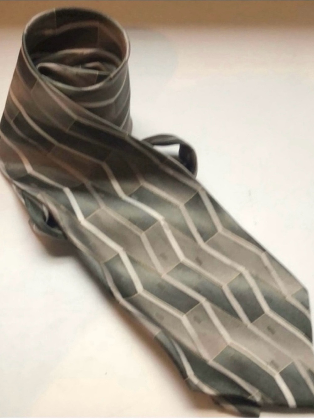 Stafford Tie Men’s Green & Tan Pattern Silk Tie Office Business Dress Necktie